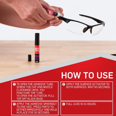 Super glue and epoxy options for repairing compatible plastic glasses frames
