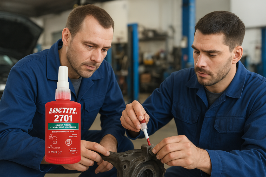 experts using Loctite 2701 to fix bolts and nuts permanently