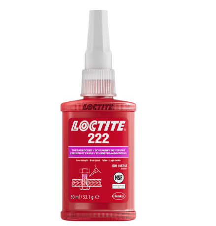 Loctite 222 low-strength threadlocker for small fasteners and vibration resistance