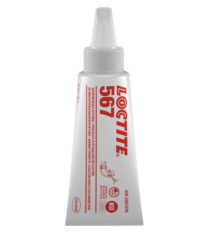 LOCTITE® 567A high-viscosity thread sealant for metal threads, ideal for stainless steel fittings.