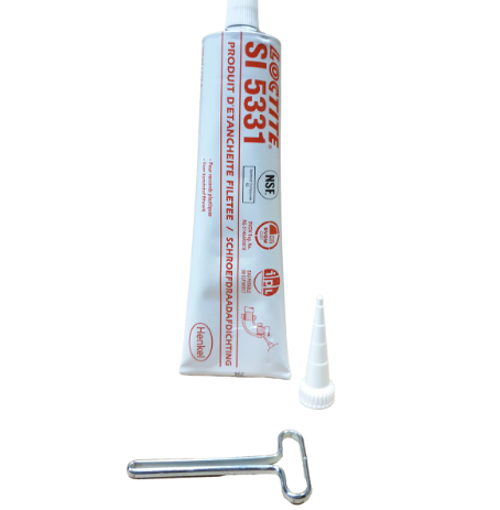 LOCTITE® SI 5331 liquid thread sealant bottle for sealing threaded fittings against hot and cold water leaks.