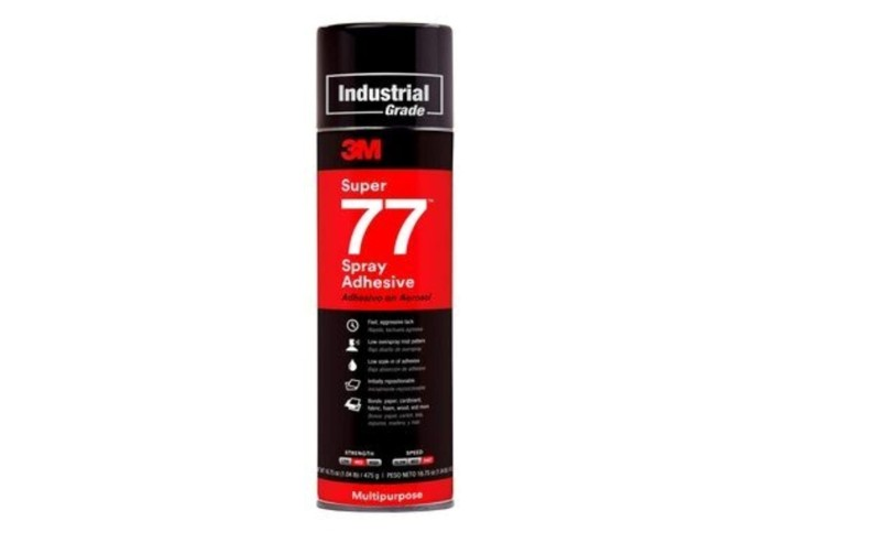 3M Super 77 Classic Spray Adhesive aerosol can with clear multipurpose bonding formula and fast 15-second application time