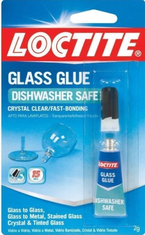 Loctite Glass Glue bottle for fast and strong glass repairs, ideal for bonding glass, crystal, mirrors, and decorative items.