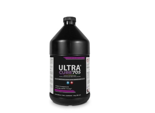 ULTRACURE® 705 UV Adhesive bottle for professional glass bonding applications with clear UV-curing adhesive packaging displayed on a clean background.