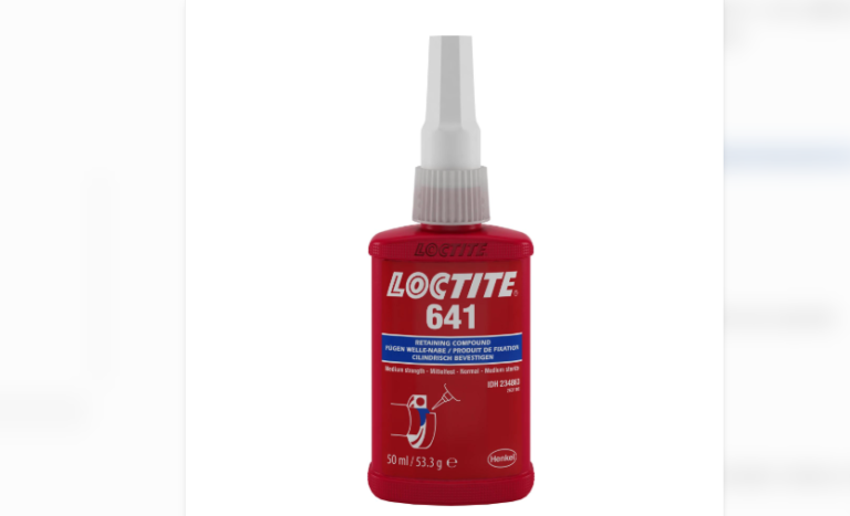 Loctite 641 medium-strength retaining compound for securing cylindrical metal parts that may require future disassembly.